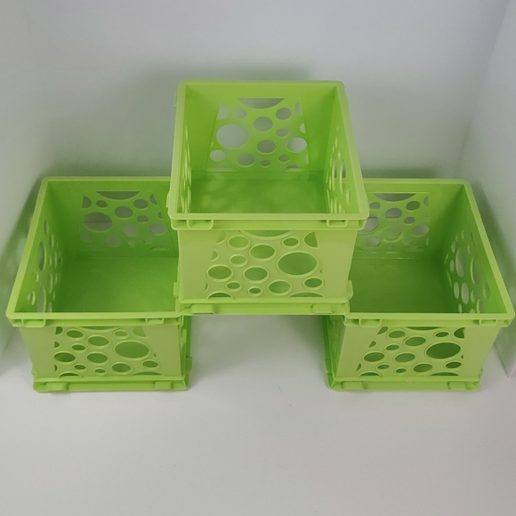 Storex Mini Crates Set of 3 Light Green Never Used - Picture 2 of 8